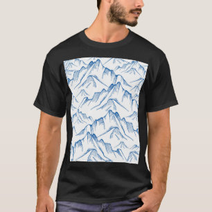 Hand-getrokken patroon van het berglandschap. t-shirt
