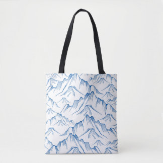 Hand-getrokken patroon van het berglandschap. tote bag