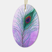 Hand getrokken Peacock Feathers Gepersonaliseerd Keramisch Ornament (Links)