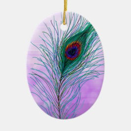 Hand getrokken Peacock Feathers Gepersonaliseerd Keramisch Ornament