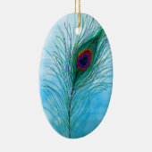 Hand getrokken Peacock Feathers Gepersonaliseerd Keramisch Ornament (Rechts)
