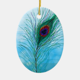 Hand getrokken Peacock Feathers Gepersonaliseerd Keramisch Ornament