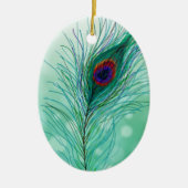 Hand getrokken Peacock Feathers Gepersonaliseerd Keramisch Ornament (Voorkant)