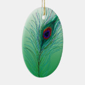 Hand getrokken Peacock Feathers Gepersonaliseerd Keramisch Ornament (Rechts)