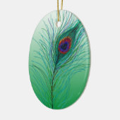 Hand getrokken Peacock Feathers Gepersonaliseerd Keramisch Ornament (Links)