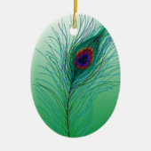 Hand getrokken Peacock Feathers Gepersonaliseerd Keramisch Ornament (Voorkant)