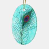 Hand getrokken Peacock Feathers Gepersonaliseerd Keramisch Ornament (Links)