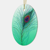Hand getrokken Peacock Feathers Persoonlijke Kerst Keramisch Ornament (Links)