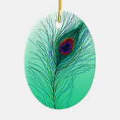 Hand getrokken Peacock Feathers Persoonlijke Kerst Keramisch Ornament (Voorkant)