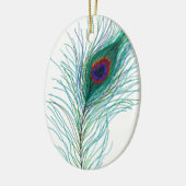Hand getrokken Peacock Feathers Persoonlijke Kerst Keramisch Ornament (Links)
