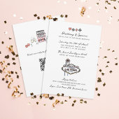 Hand getrokken pen en inkt Las Vegas bruiloft Kaart