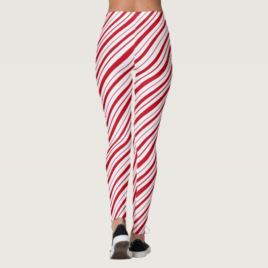 Hand getrokken Pepermunt Stripe Classic Fun Christ Leggings (Achterkant)
