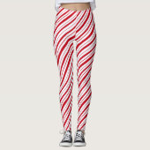 Hand getrokken Pepermunt Stripe Classic Fun Christ Leggings (Voorkant)