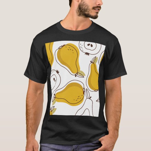 Hand getrokken peren decoratief behang t-shirt (Voorkant)