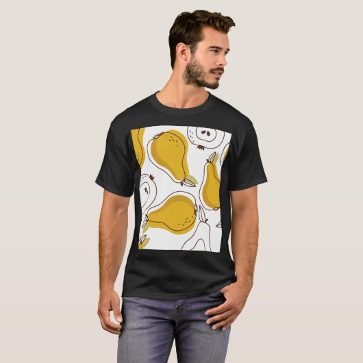 Hand getrokken peren decoratief behang t-shirt (Voorkant volledig)