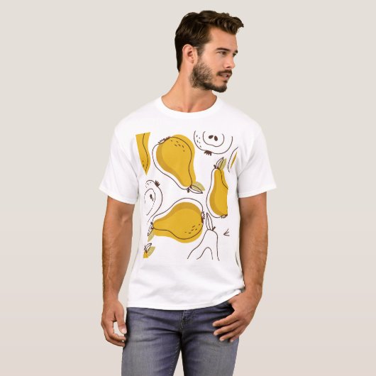 Hand getrokken peren decoratief behang t-shirt (Voorkant volledig)