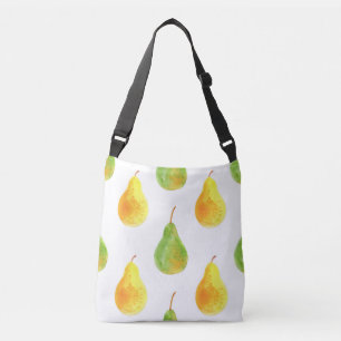 Hand getrokken peren, waterverf voedsel afbeelding crossbody tas