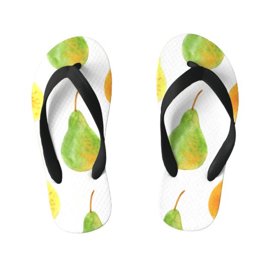 Hand getrokken peren, waterverf voedsel afbeelding kinder teenslippers (Voetbed)