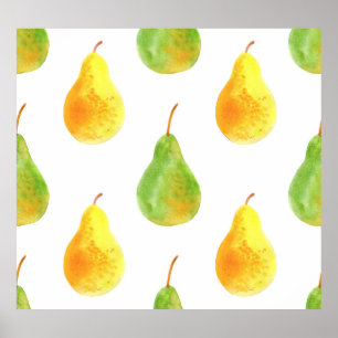 Hand getrokken peren, waterverf voedsel afbeelding poster