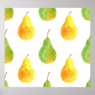 Hand getrokken peren, waterverf voedsel afbeelding poster
