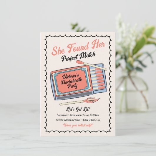 Hand getrokken Perfect Match Matchbox Party Kaart (Staand voorkant)