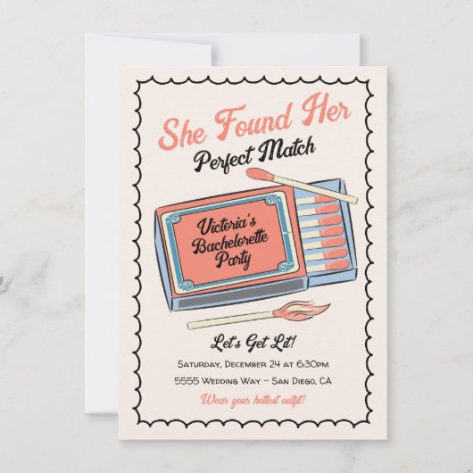 Hand getrokken Perfect Match Matchbox Party Kaart (Voorkant)
