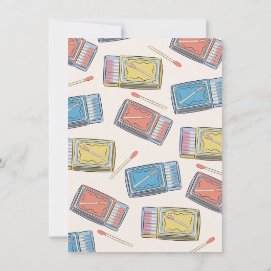 Hand getrokken Perfect Match Matchbox Party Uitnod Kaart (Achterkant)
