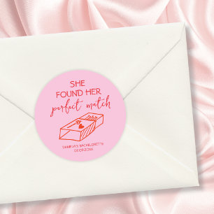 Hand getrokken Perfect Match Roze & Rode Bachelore Ronde Sticker