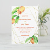 Hand getrokken perziken Waterverf bruiloft uitnodi Kaart (Staand voorkant)