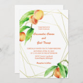 Hand getrokken perziken Waterverf bruiloft uitnodi Kaart (Voorkant / Achterkant)