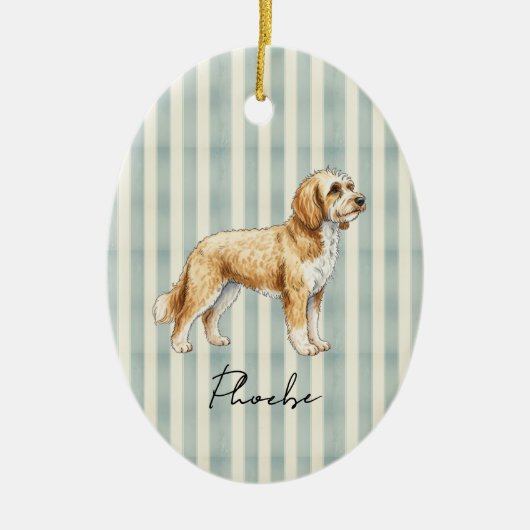 Hand getrokken Pet Portrait Sketch Golden Doodle Keramisch Ornament (Voorkant)