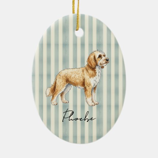 Hand getrokken Pet Portrait Sketch Golden Doodle Keramisch Ornament (Achterkant)