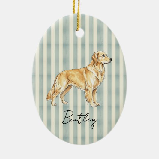 Hand getrokken Pet Portrait Sketch Golden Retrieve Keramisch Ornament (Achterkant)