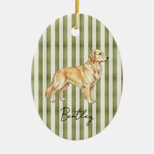 Hand getrokken Pet Portrait Sketch Golden Retrieve Keramisch Ornament (Voorkant)