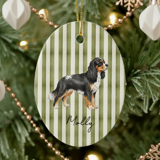 Hand getrokken Pet Portrait Sketch King Cavalier Keramisch Ornament