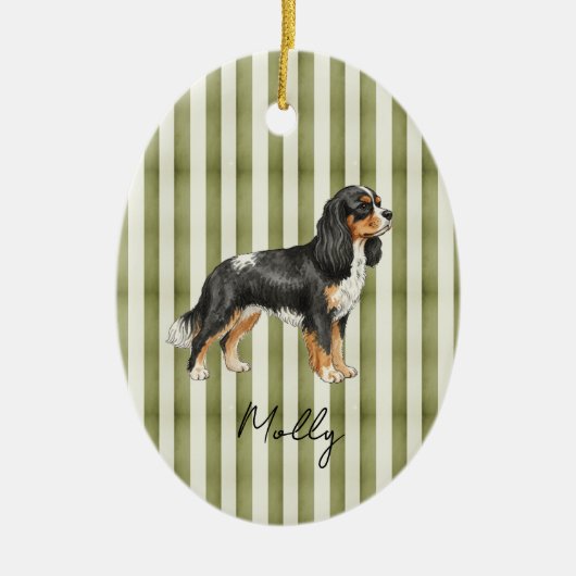 Hand getrokken Pet Portrait Sketch King Cavalier Keramisch Ornament (Voorkant)