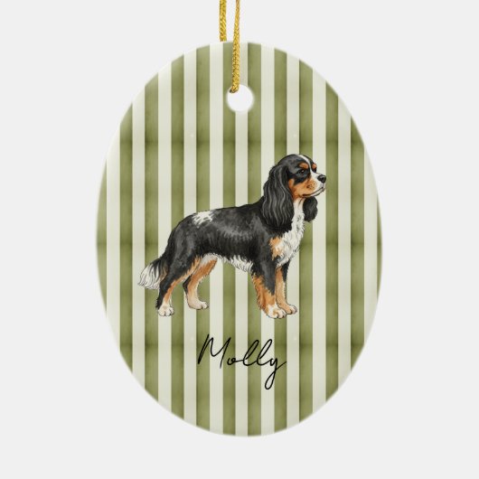 Hand getrokken Pet Portrait Sketch King Cavalier Keramisch Ornament (Achterkant)