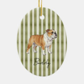 Hand getrokken Pet Portrait Sketch Waterverf Bulld Keramisch Ornament (Achterkant)