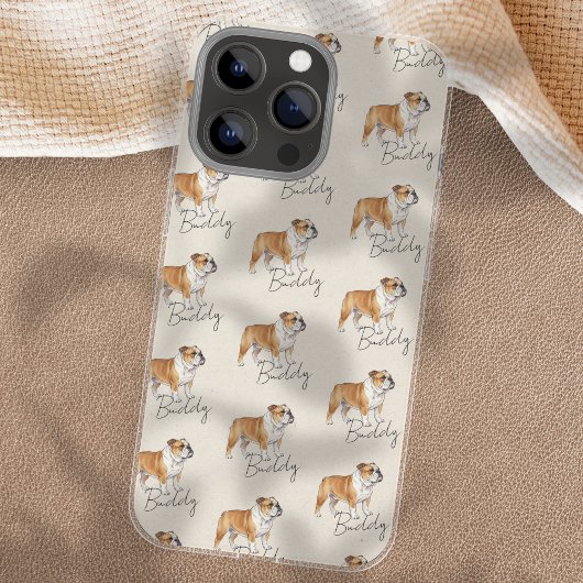 Hand getrokken Pet Portrait Waterverf Bulldog iPhone Hoesje