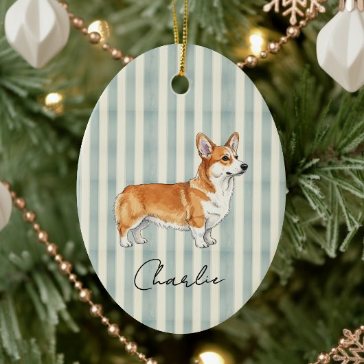 Hand getrokken Pet Portrait Waterverf Corgi Keramisch Ornament