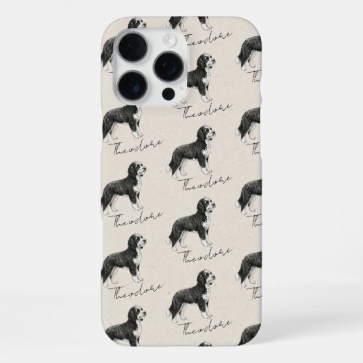 Hand getrokken Pet Portrait Waterverf Doodle Dog iPhone Hoesje (Achterkant)