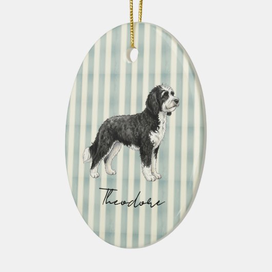 Hand getrokken Pet Portrait Waterverf Doodle Keramisch Ornament (Links)