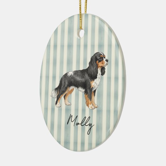 Hand getrokken Pet Portrait Waterverf King Cavalie Keramisch Ornament (Links)