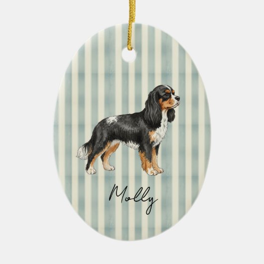Hand getrokken Pet Portrait Waterverf King Cavalie Keramisch Ornament (Voorkant)