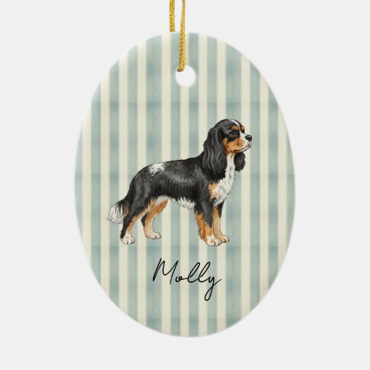 Hand getrokken Pet Portrait Waterverf King Cavalie Keramisch Ornament (Achterkant)
