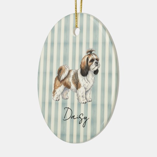 Hand getrokken Pet Portrait Waterverf Shih Tzu Keramisch Ornament (Links)