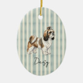 Hand getrokken Pet Portrait Waterverf Shih Tzu Keramisch Ornament (Voorkant)
