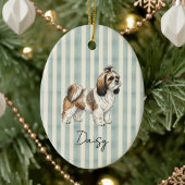 Hand getrokken Pet Portrait Waterverf Shih Tzu Keramisch Ornament