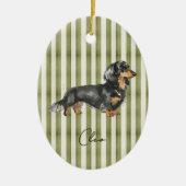 Hand getrokken Pet Portrait Waterverf Teckel Keramisch Ornament (Voorkant)