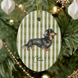 Hand getrokken Pet Portrait Waterverf Teckel Keramisch Ornament